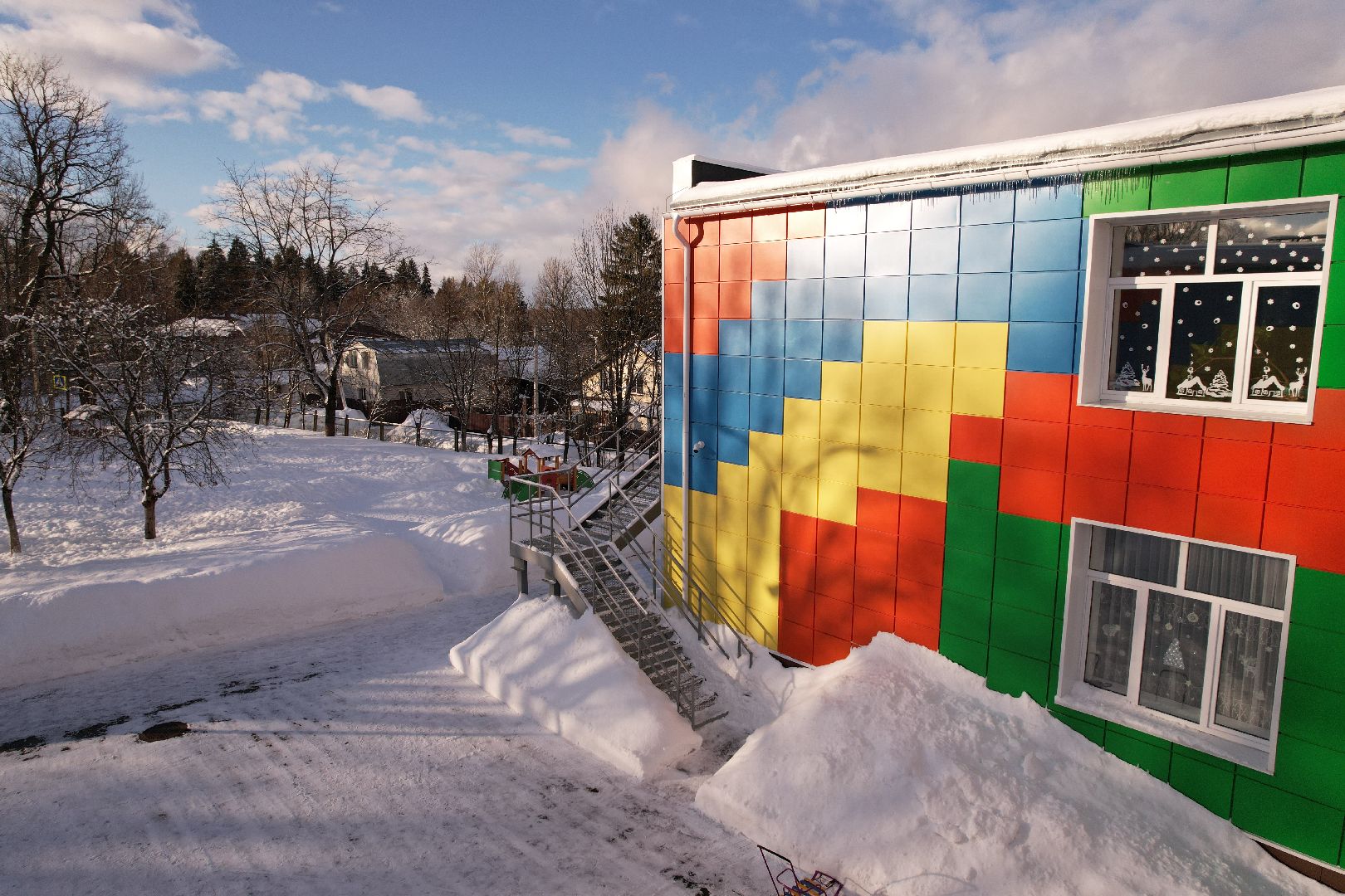 видео с коптера, детский сад,