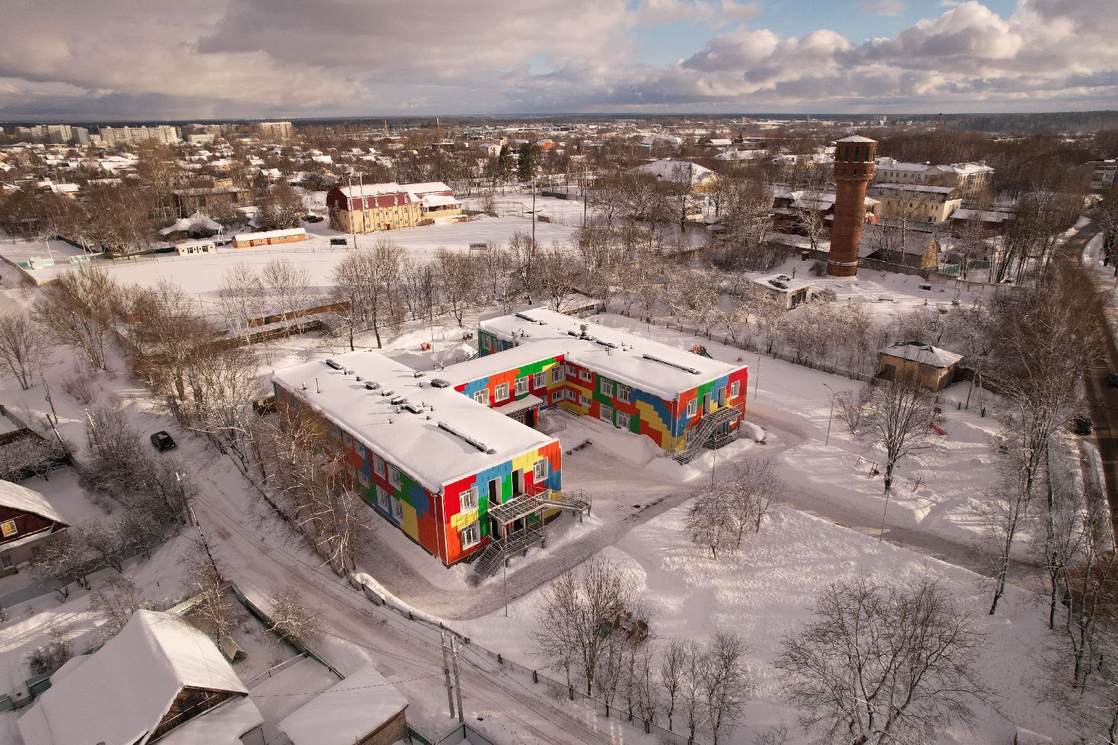 видео с коптера, детский сад,