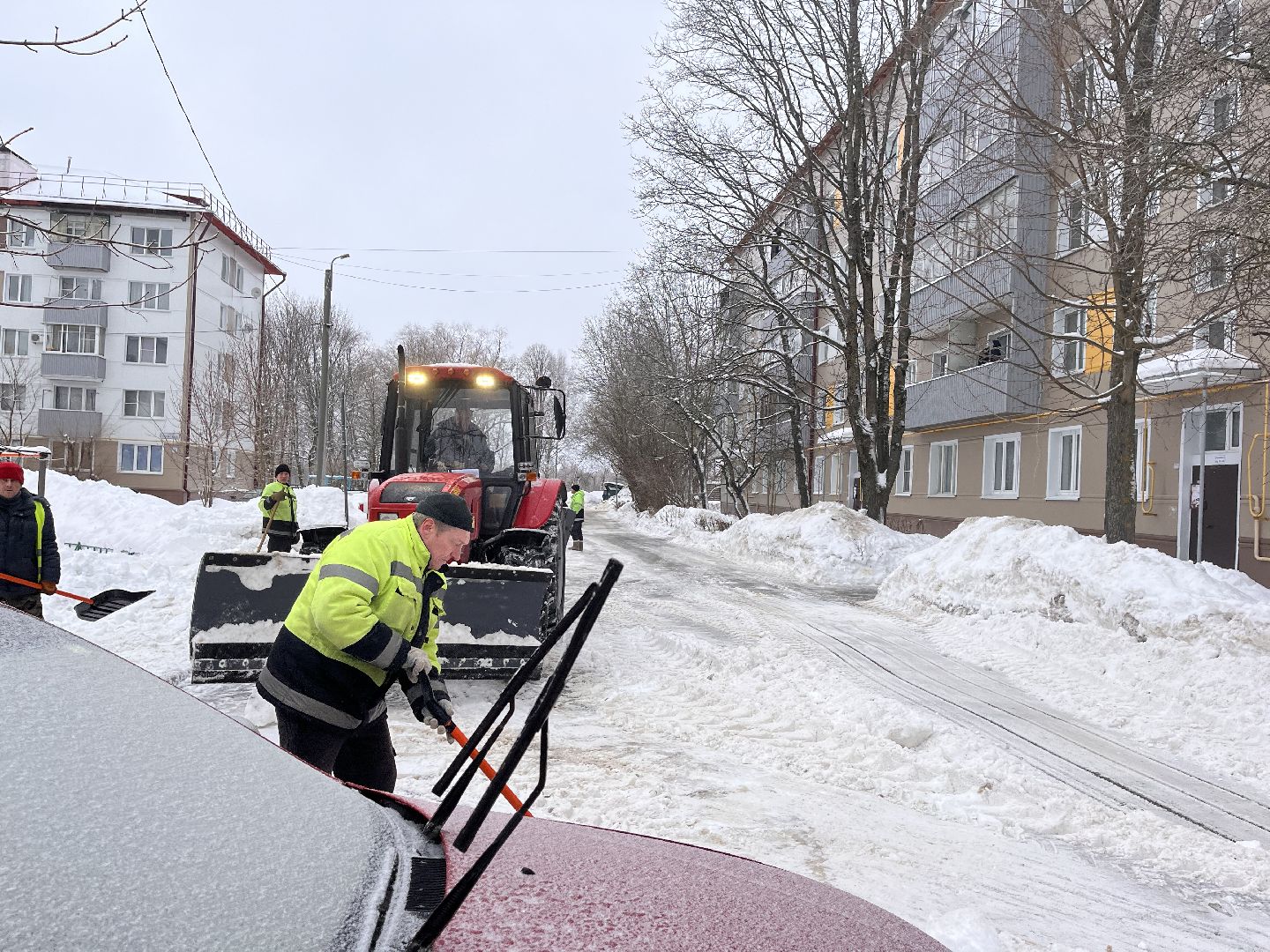 шаховская, ледяной дождь, снег, уборка снега,