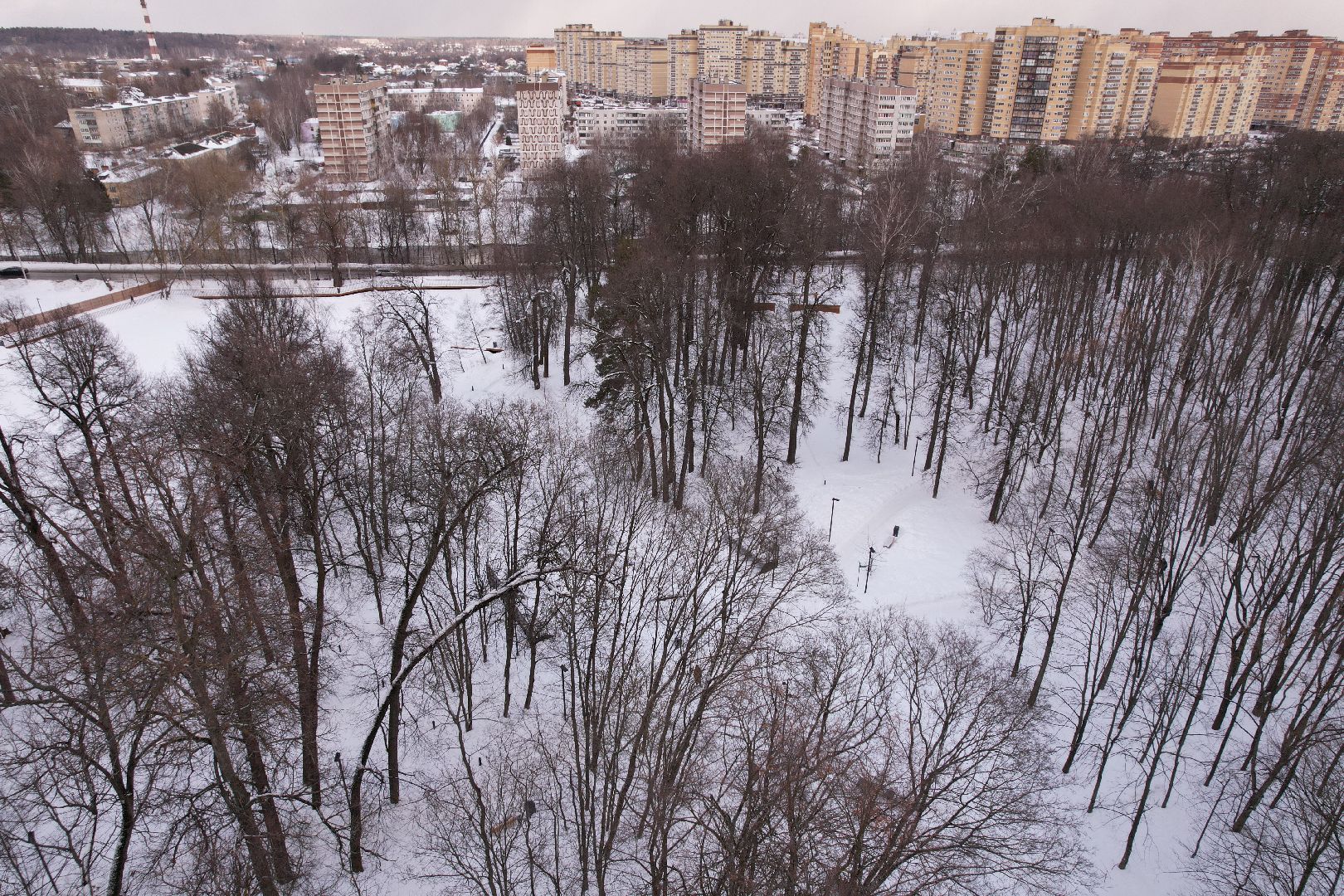 видео с коптера, парк,
