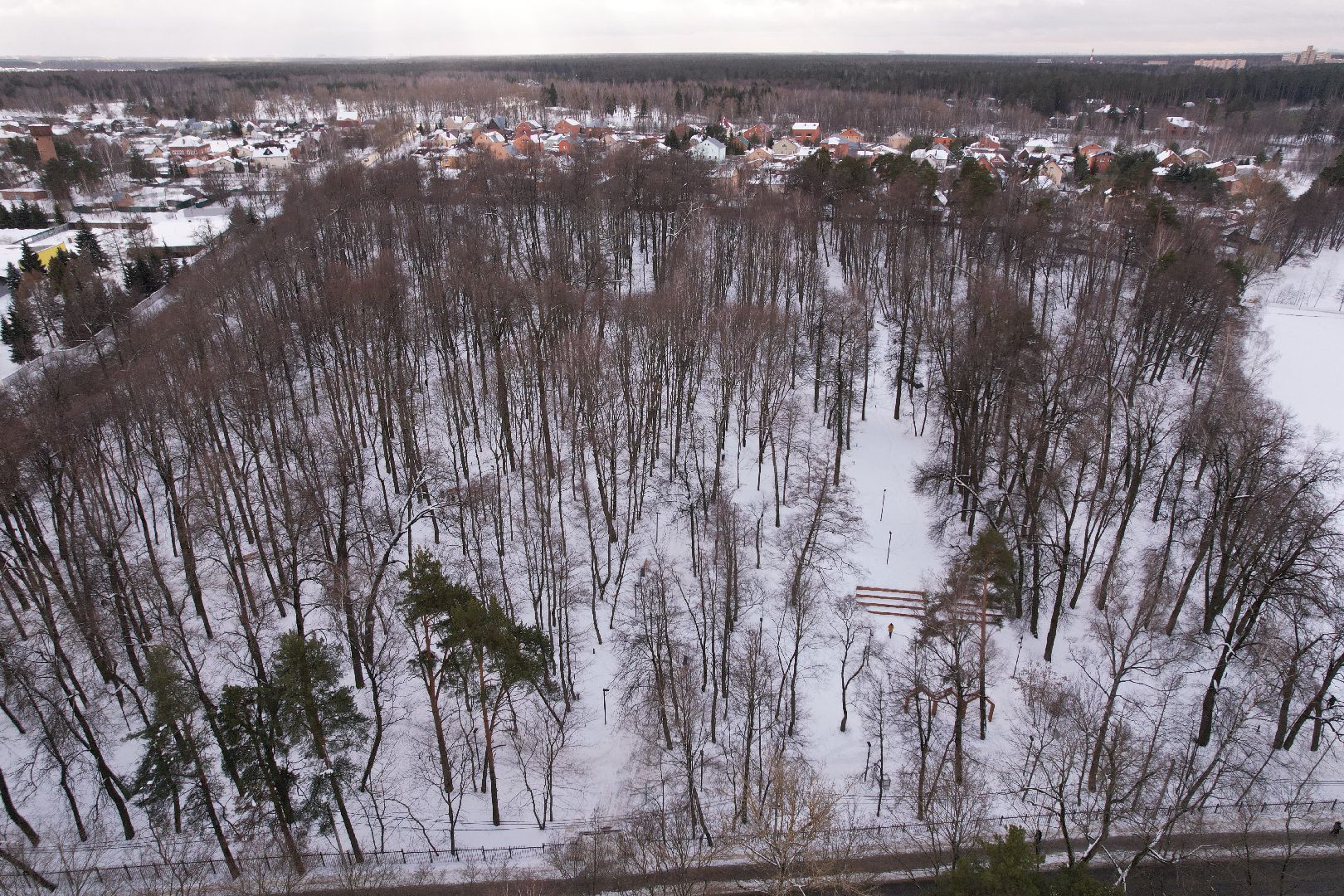 видео с коптера, парк,