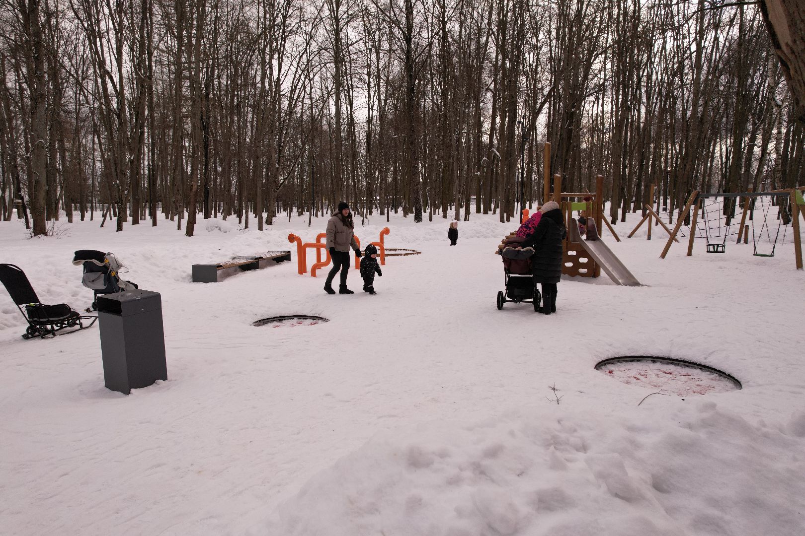 видео с коптера, парк,