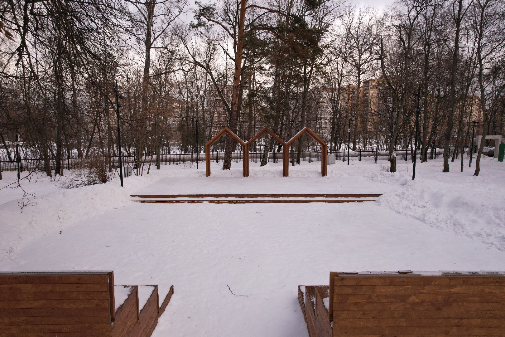 видео с коптера, парк,