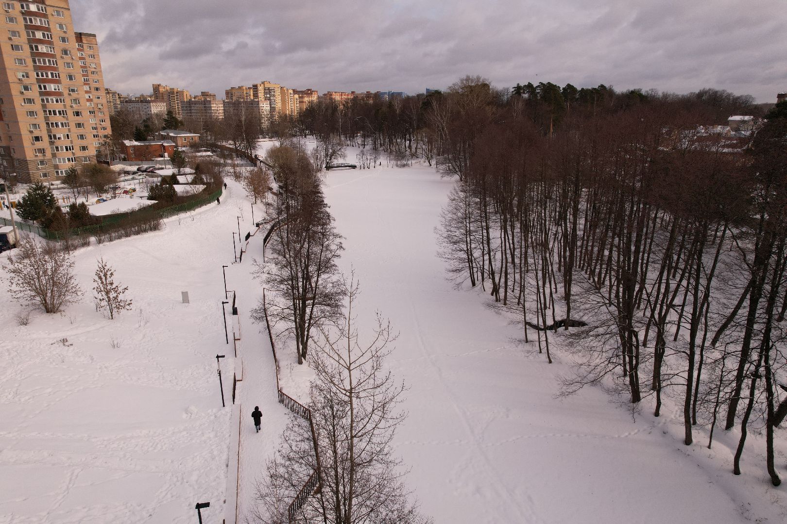 видео с коптера, парк,