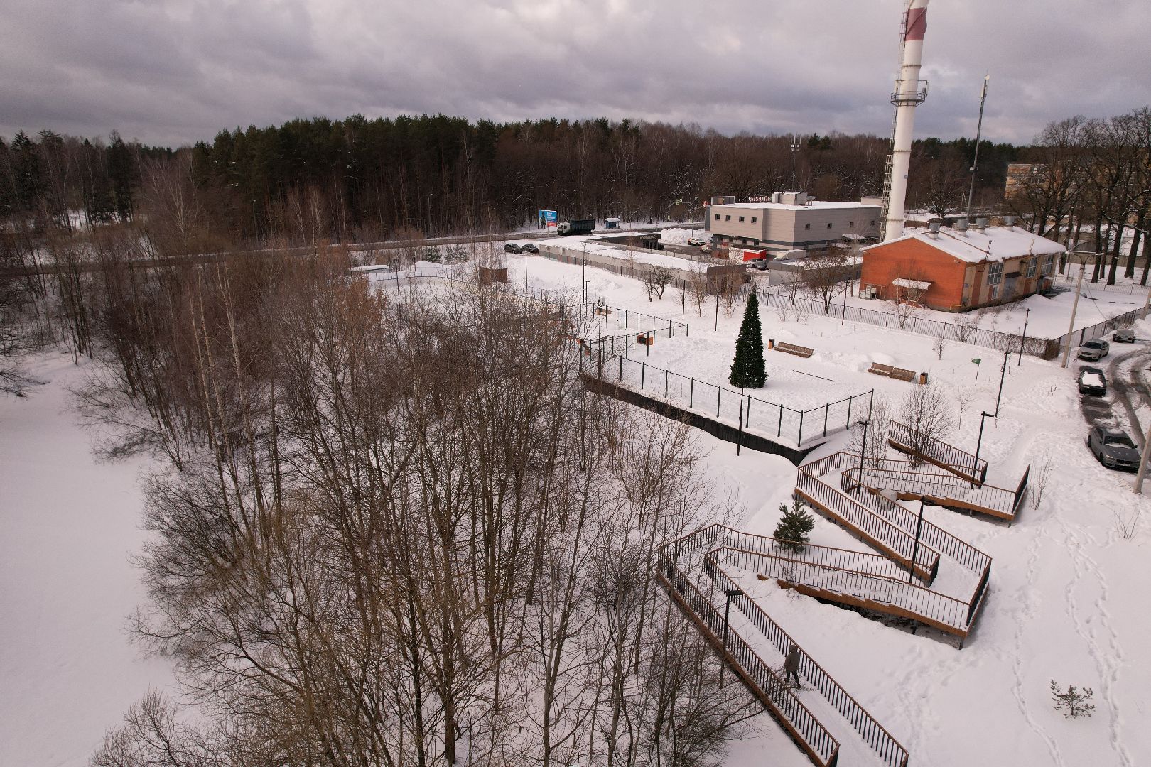 видео с коптера, парк,