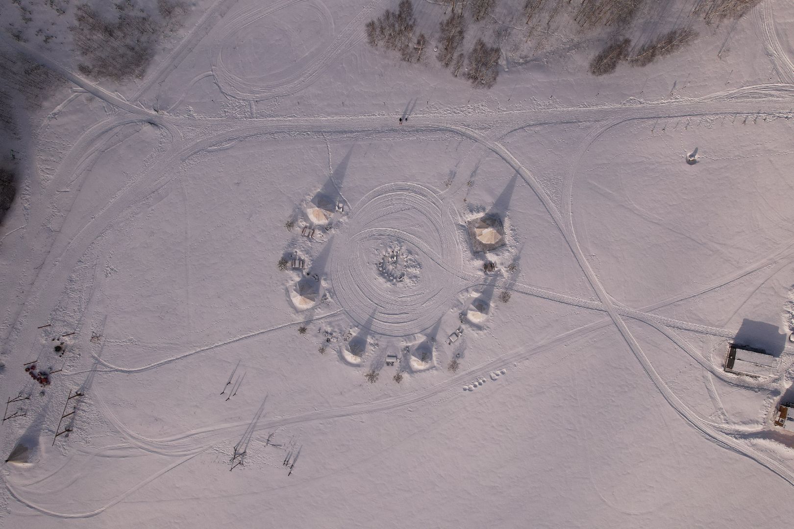 видео с коптера, руза, хаски,