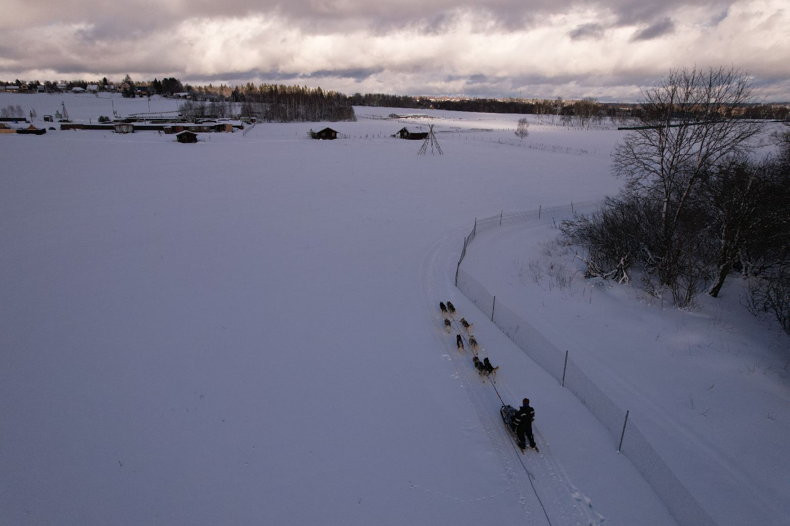 видео с коптера, руза, хаски,