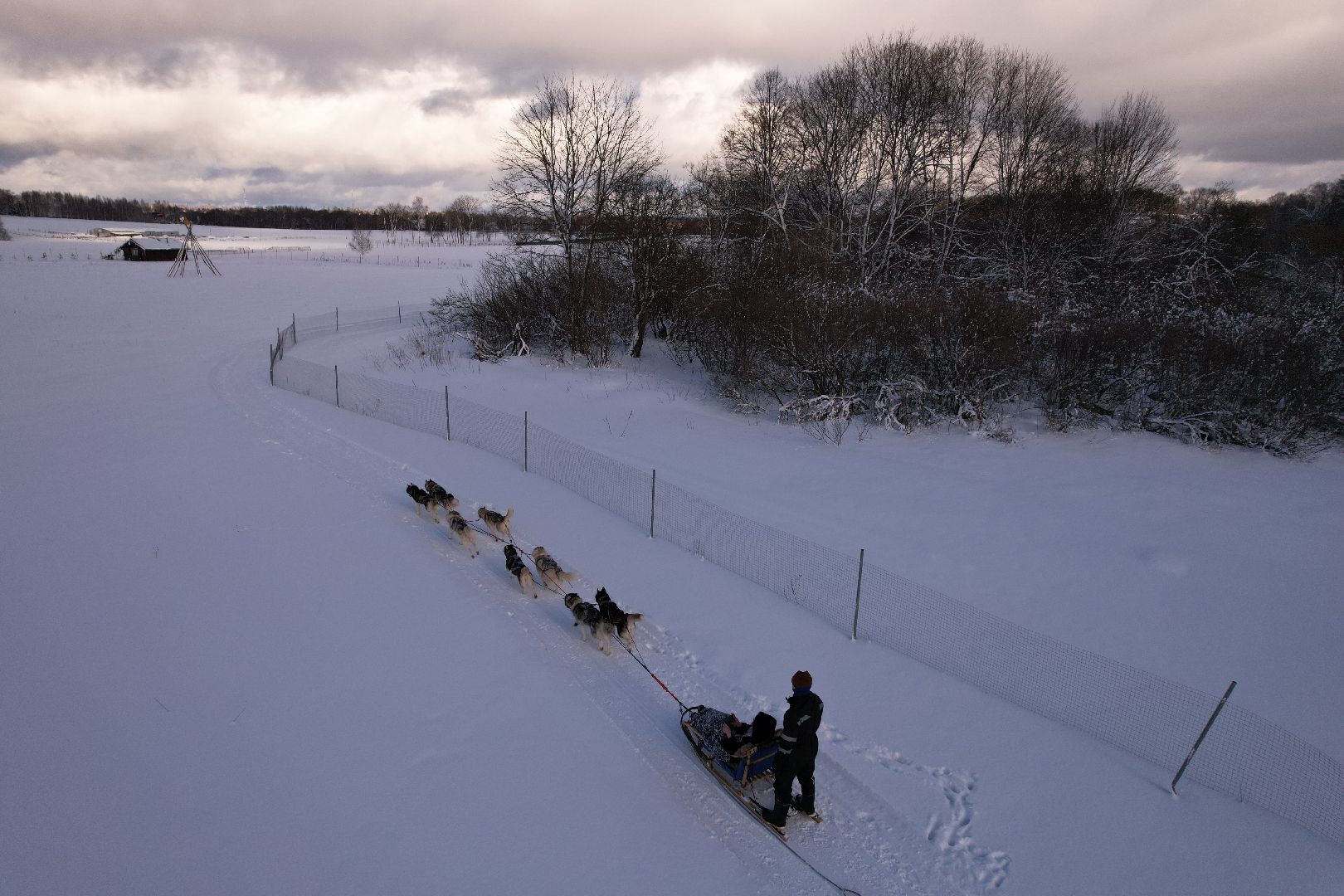 видео с коптера, руза, хаски,