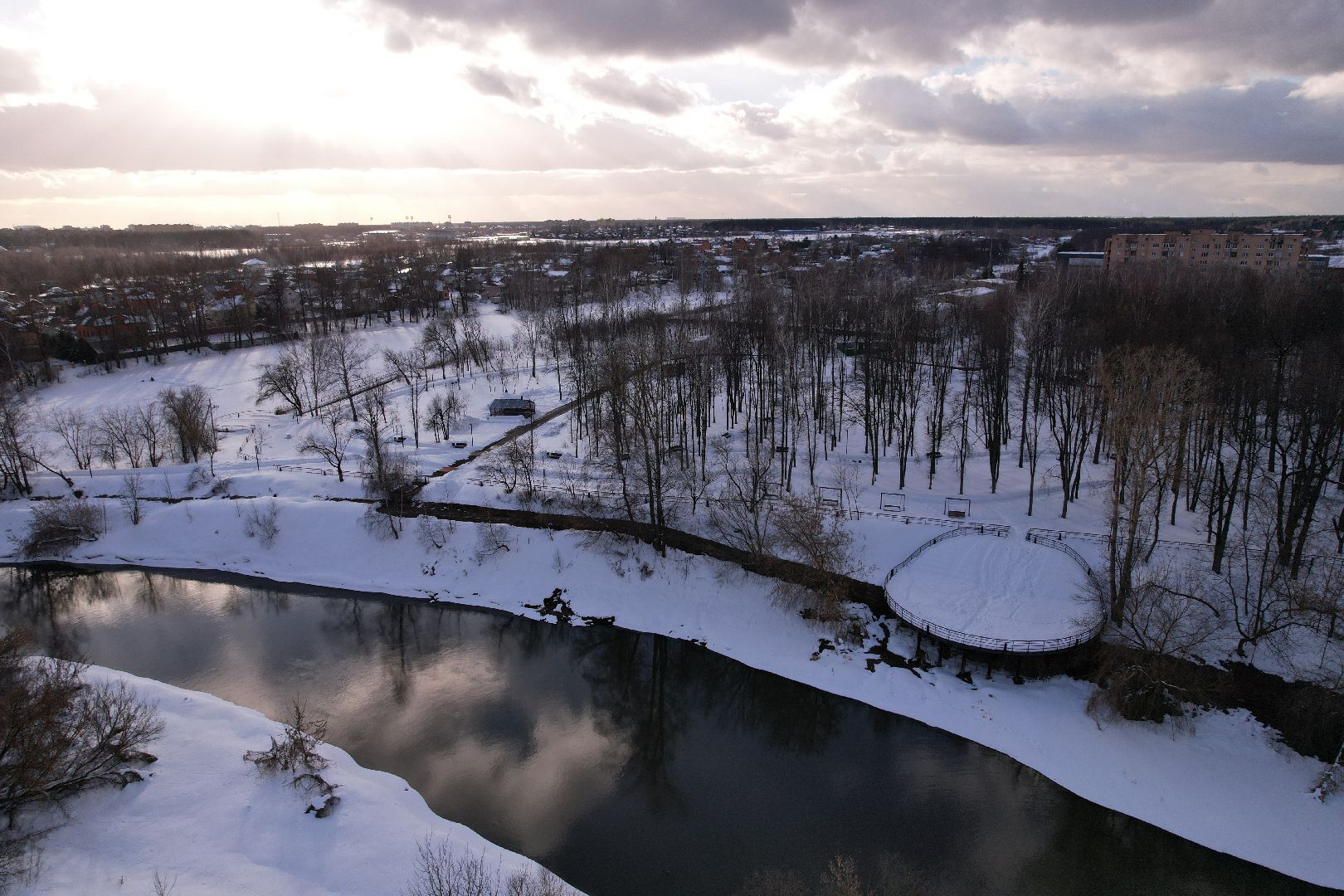 видео с коптера, парк,