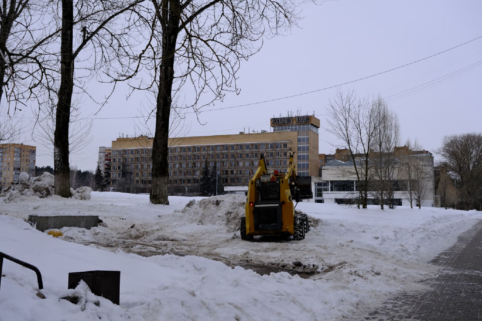 пущино, уборка, снег, снегопад,