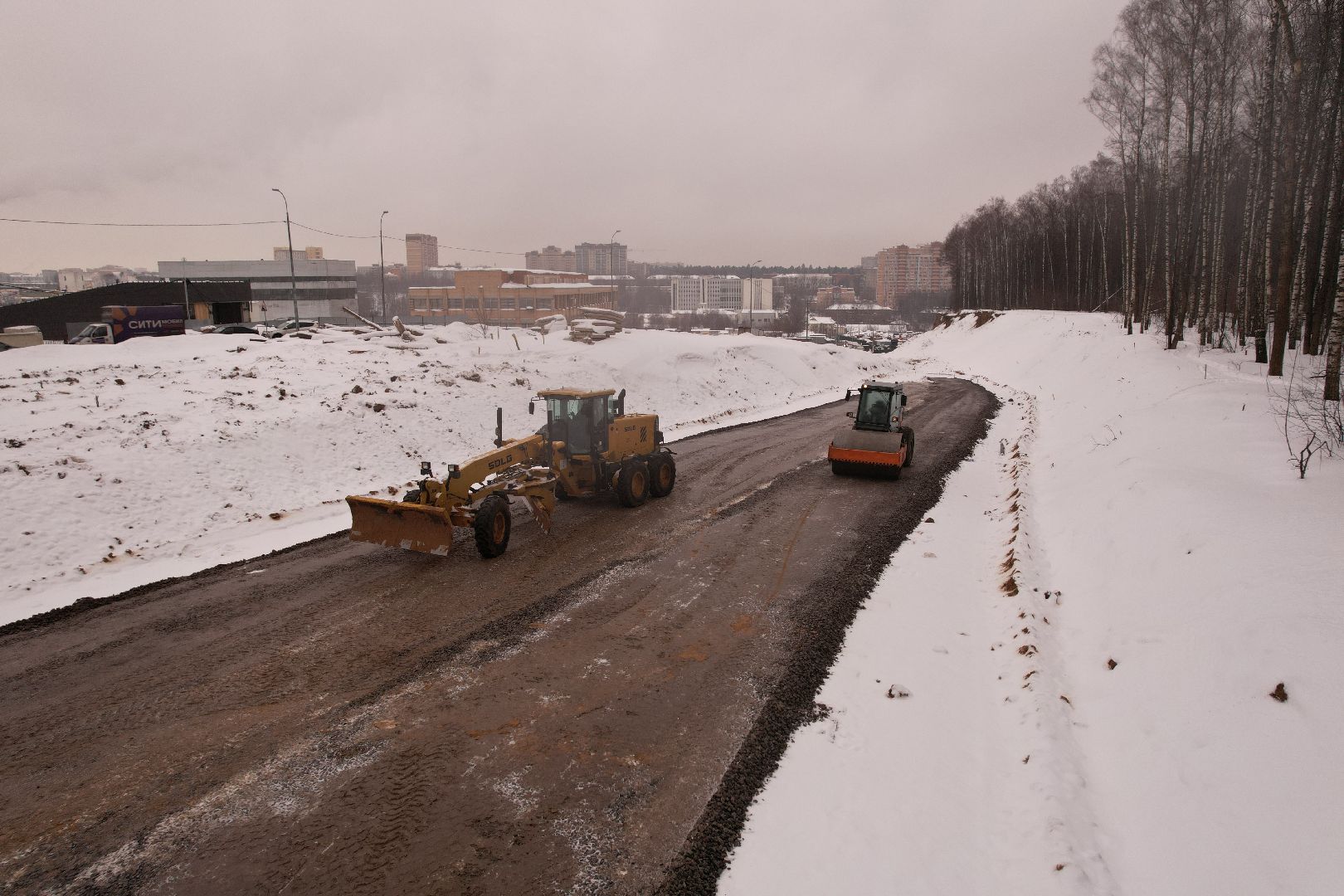 видео с коптера, красногорск, дороги, строительство,