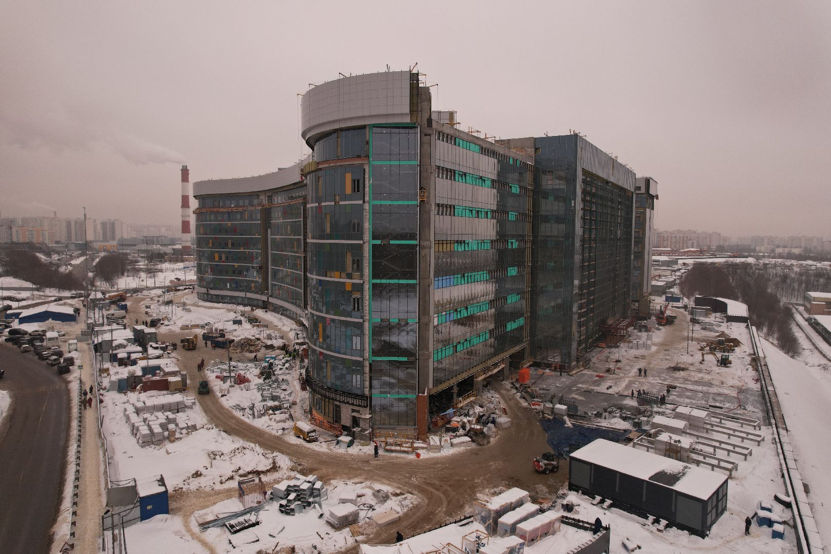 видео с коптера, красногорск, дороги, строительство,