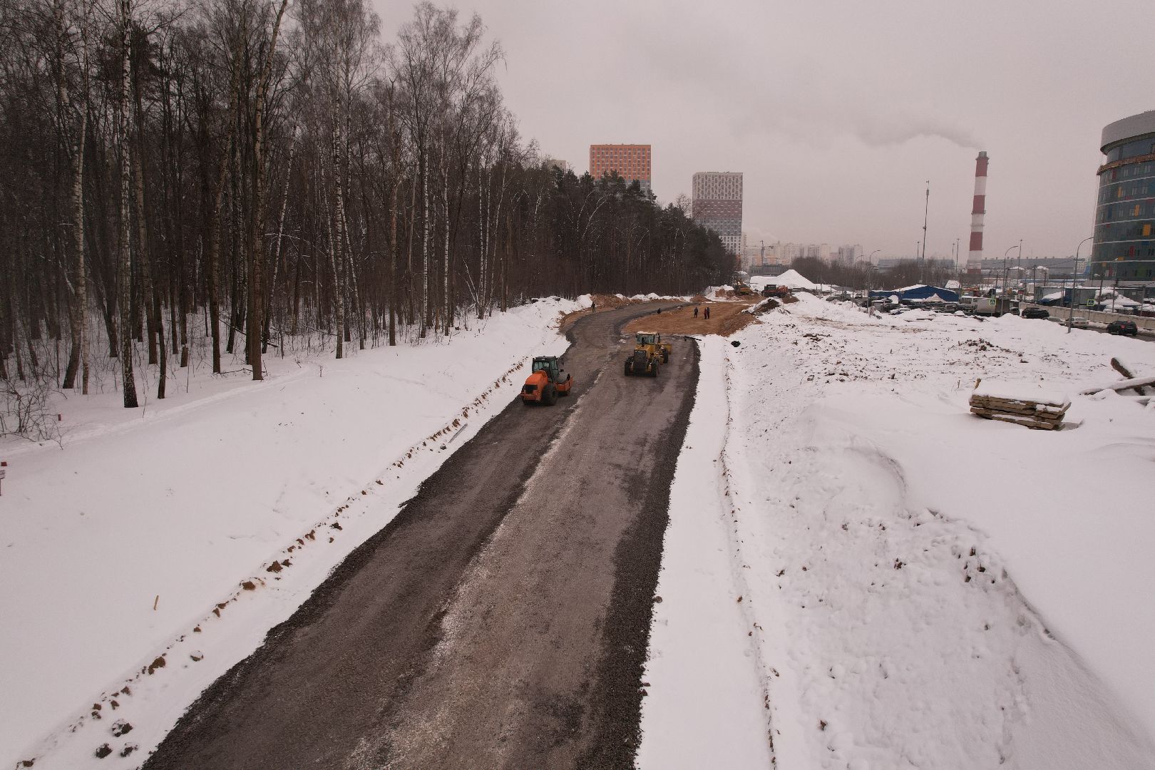 видео с коптера, красногорск, дороги, строительство,