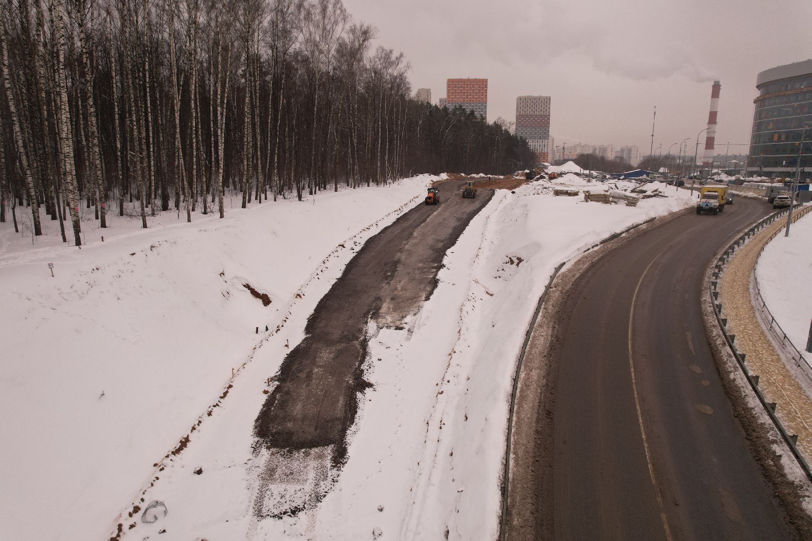 видео с коптера, красногорск, дороги, строительство,
