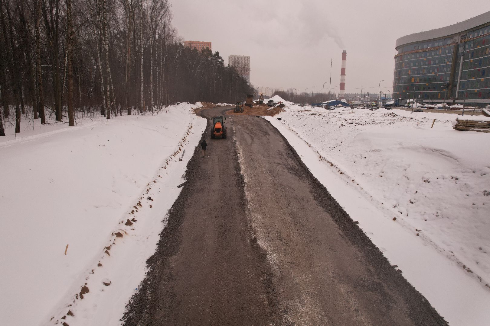 видео с коптера, красногорск, дороги, строительство,