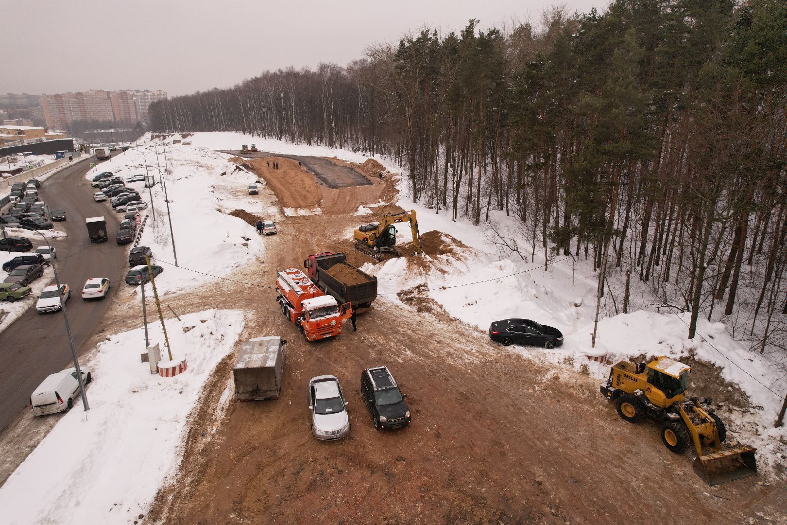 видео с коптера, красногорск, дороги, строительство,