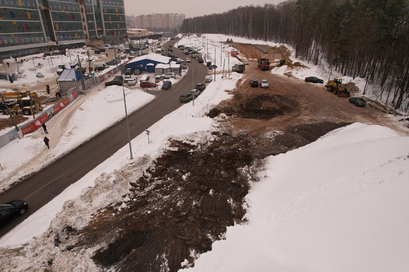 видео с коптера, красногорск, дороги, строительство,
