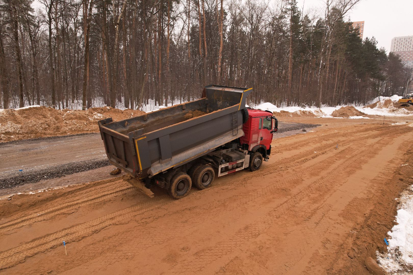 видео с коптера, красногорск, дороги, строительство,