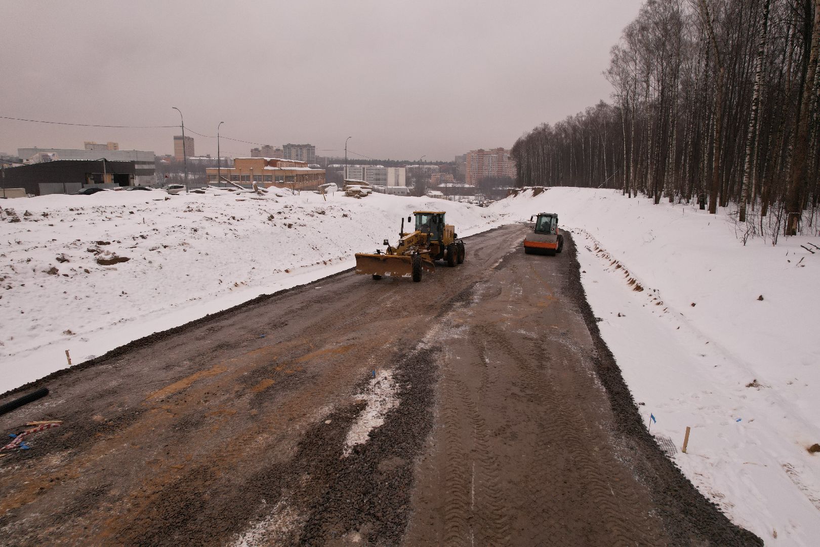 видео с коптера, красногорск, дороги, строительство,
