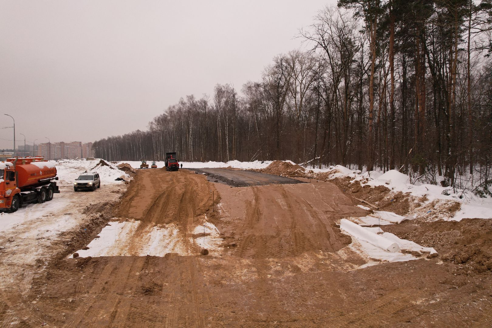 видео с коптера, красногорск, дороги, строительство,
