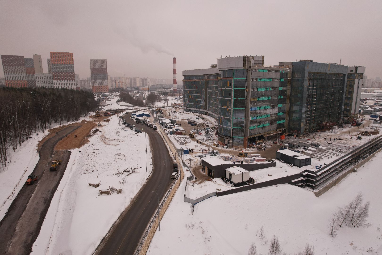 видео с коптера, красногорск, дороги, строительство,