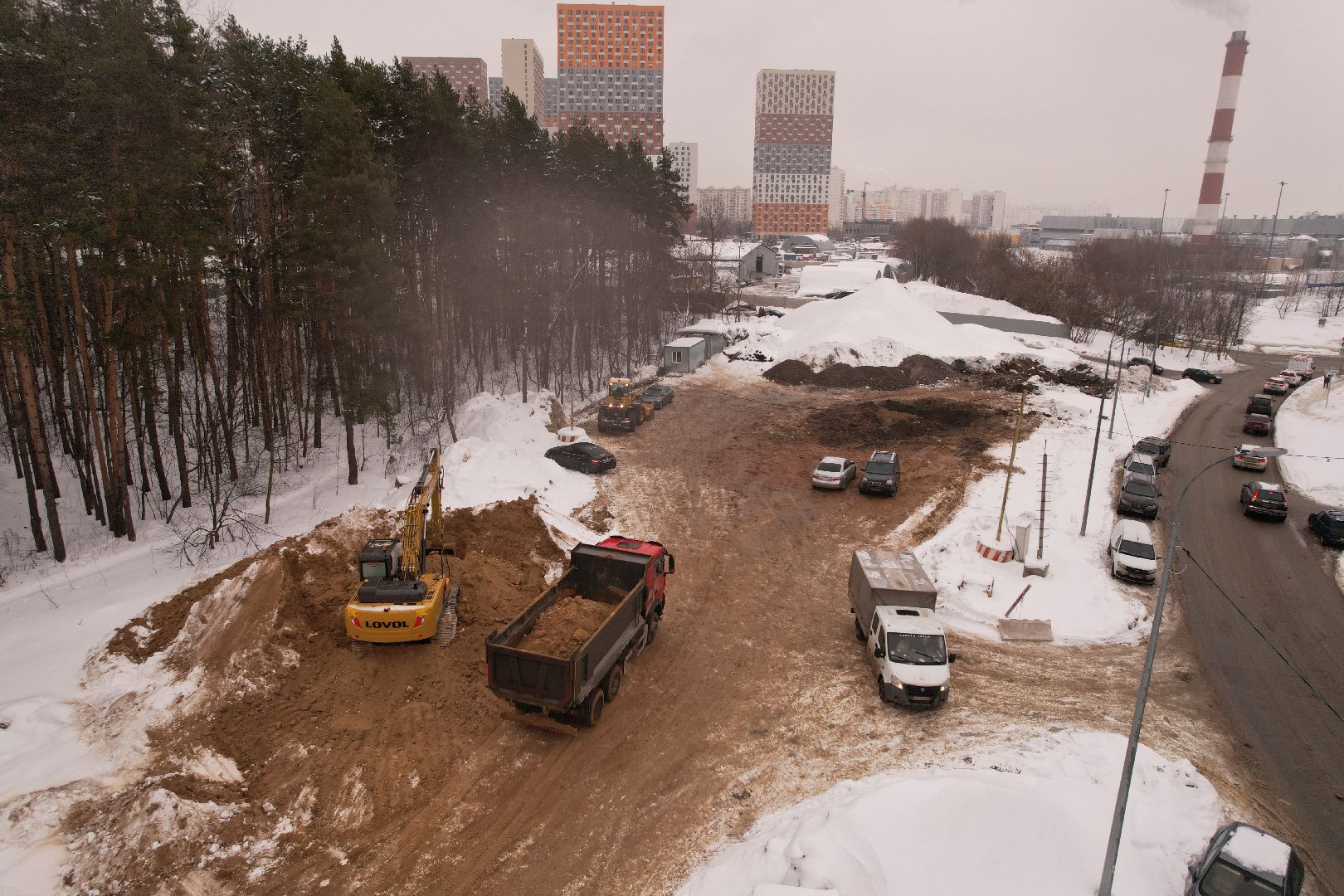 видео с коптера, красногорск, дороги, строительство,