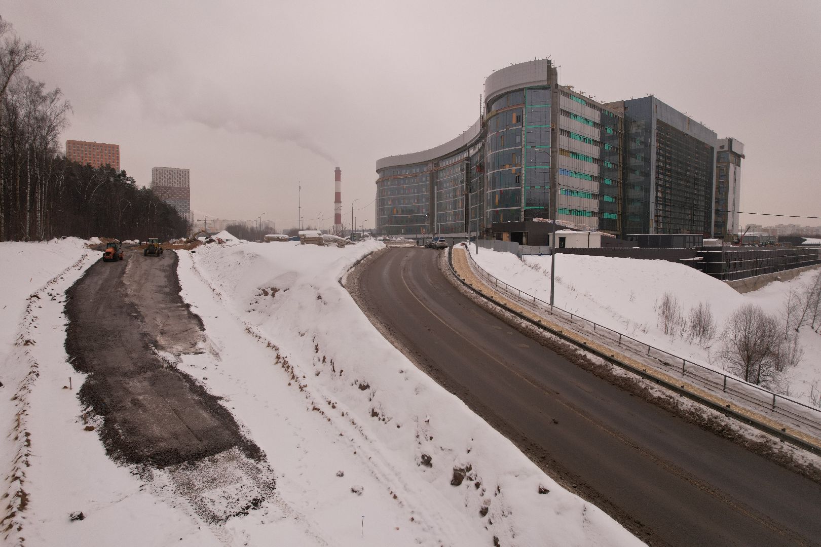 видео с коптера, красногорск, дороги, строительство,