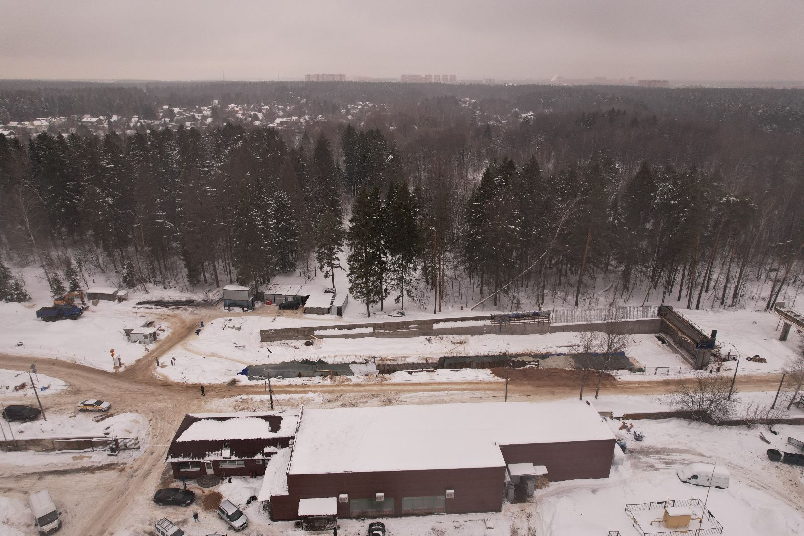 видео с коптера, путепровод,