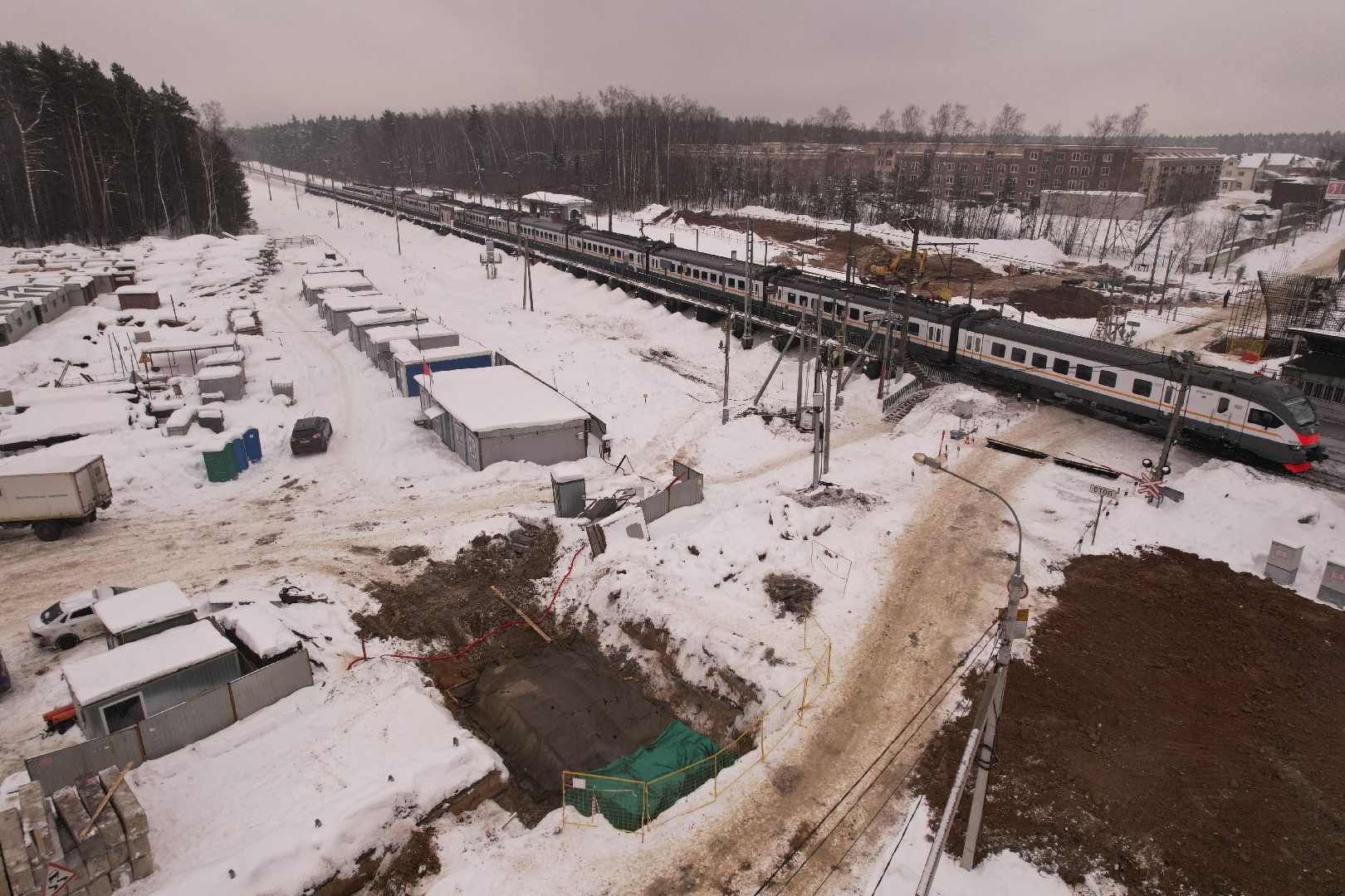 видео с коптера, путепровод,