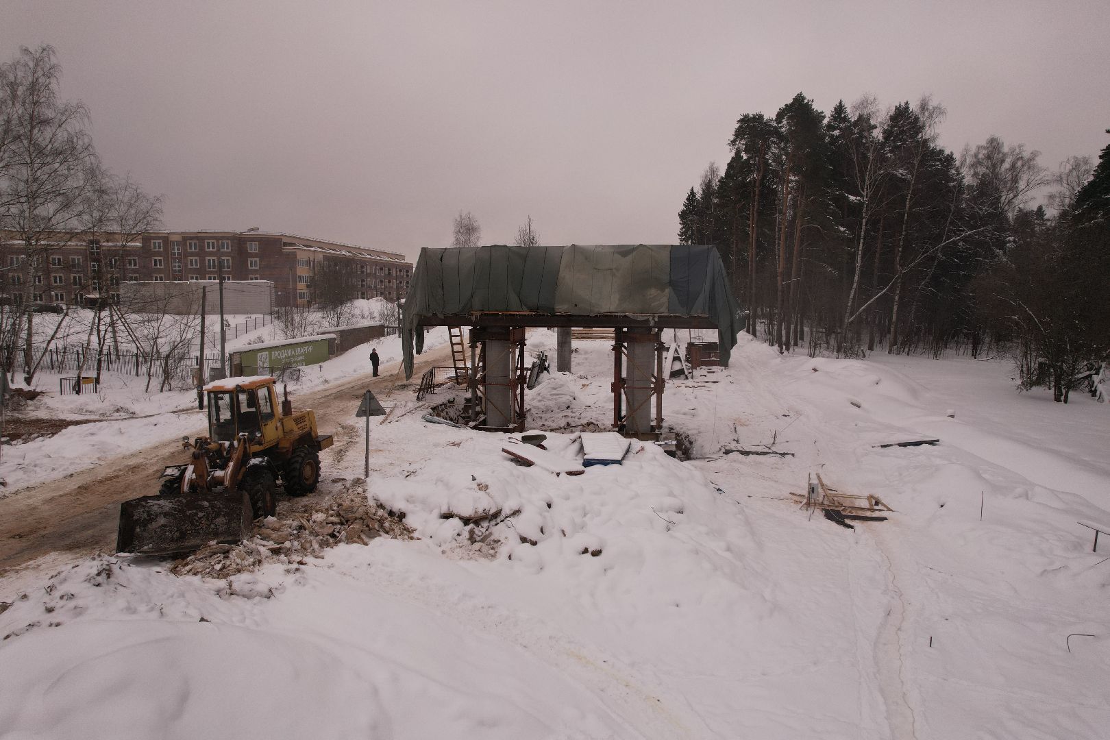 видео с коптера, путепровод,