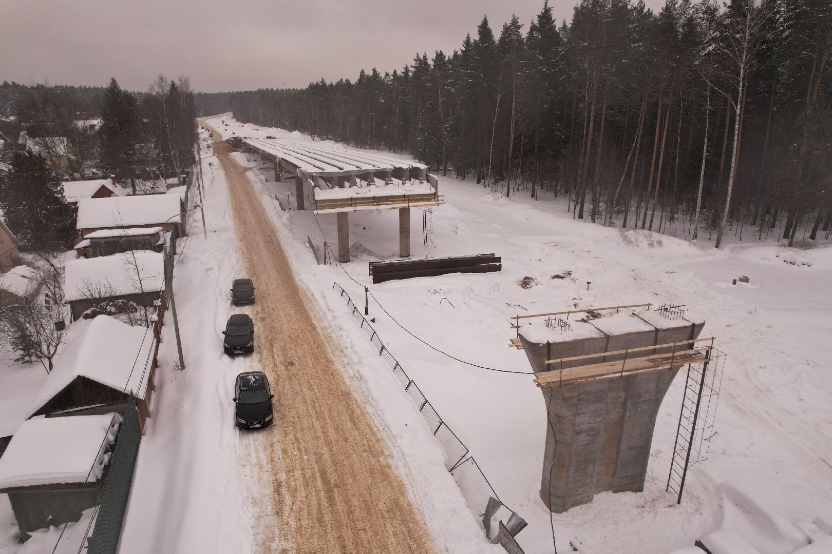 видео с коптера, путепровод,