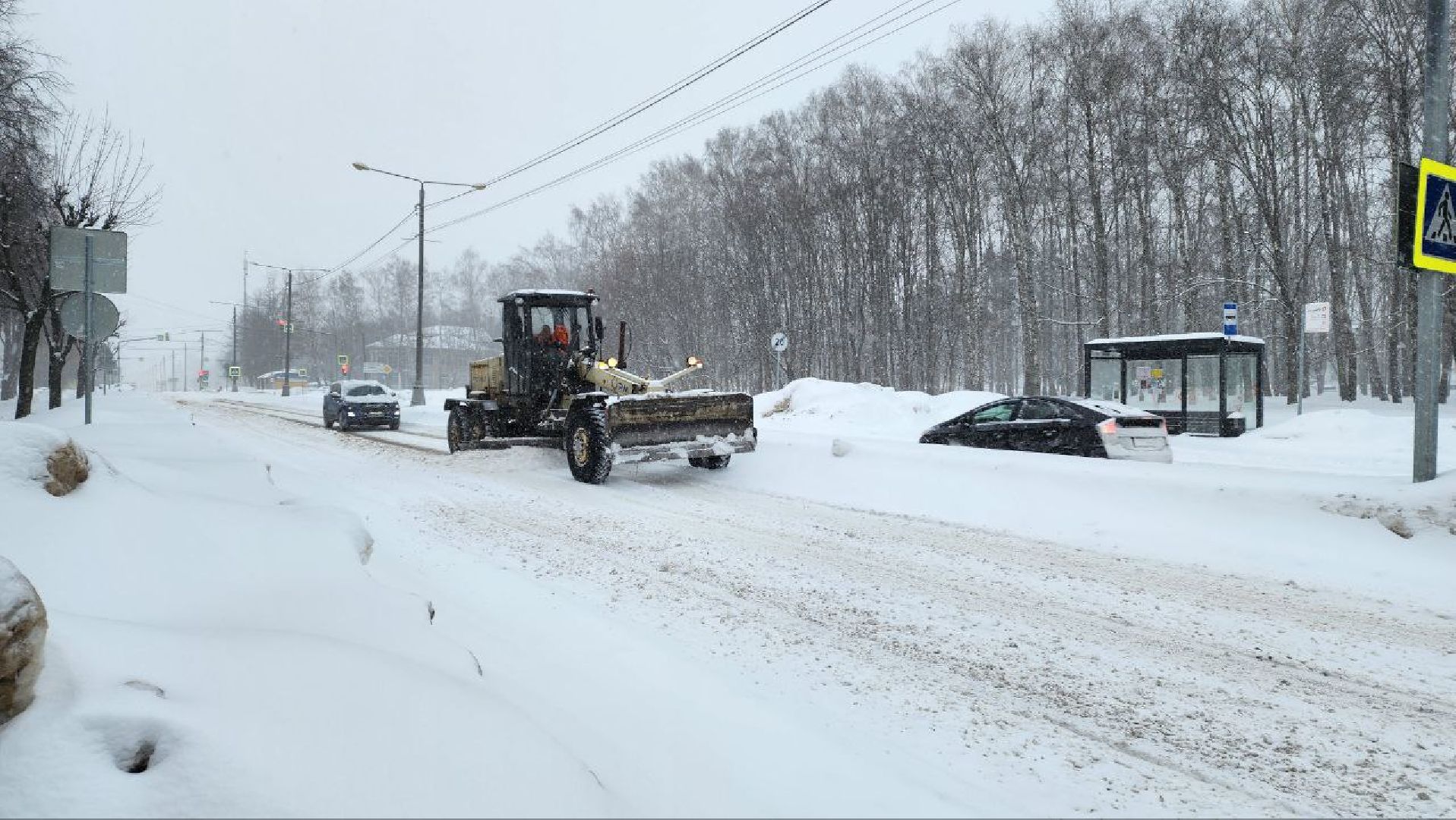 пущино, благоустойство, снег, снегопад, автомобили,