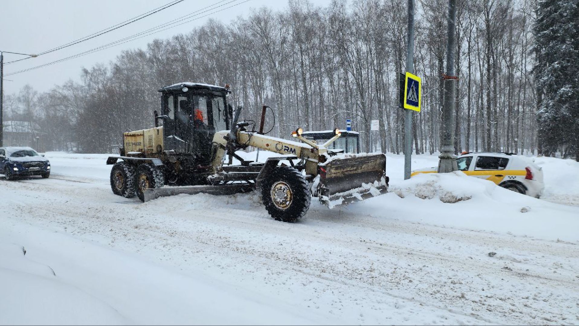 пущино, благоустойство, снег, снегопад, автомобили,