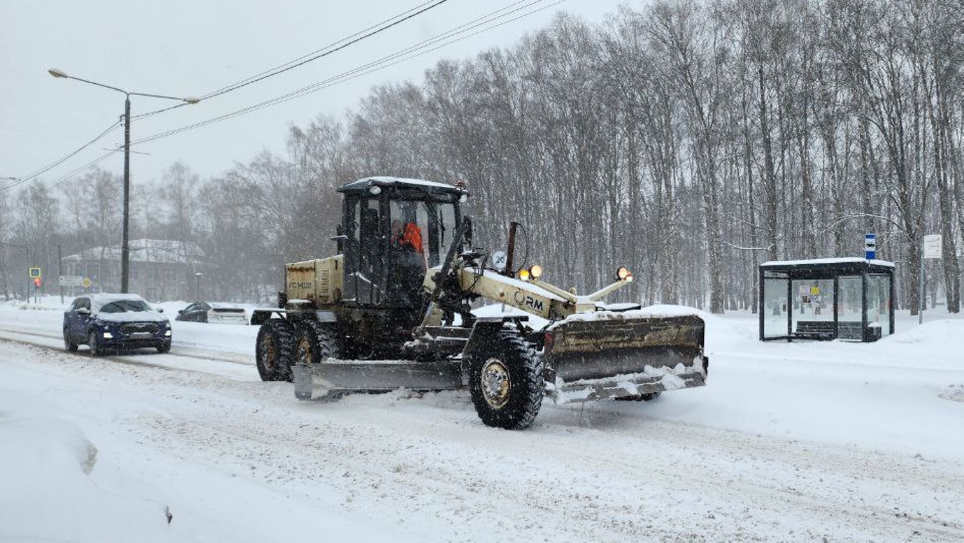 пущино, благоустойство, снег, снегопад, автомобили,