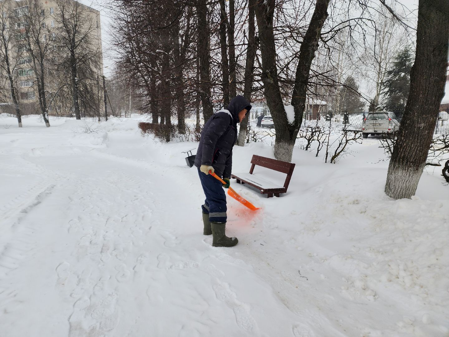 красноармейск, г.о. пушкинский, снегопад, уборка общественных территорий,