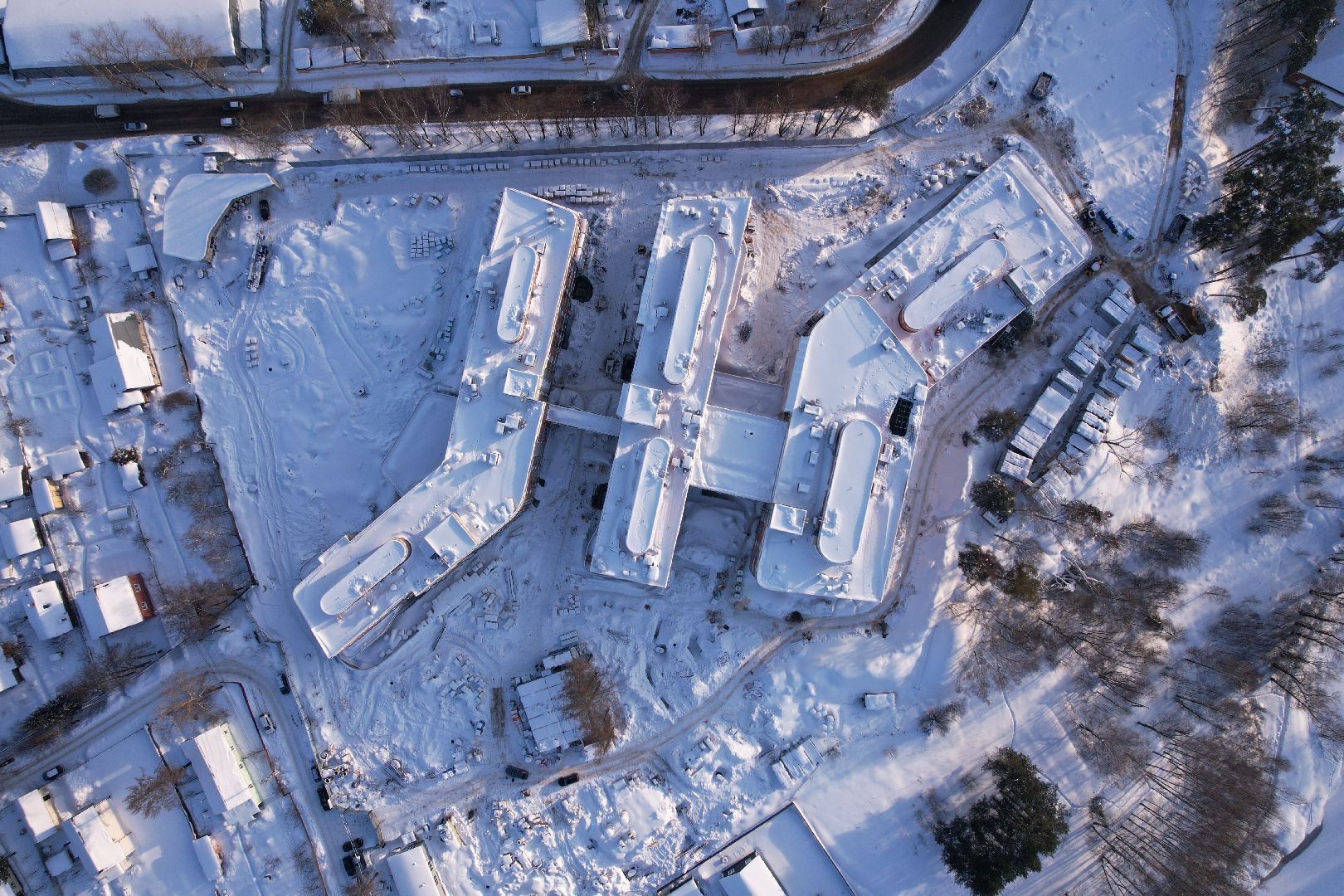 видео с коптера, больница,