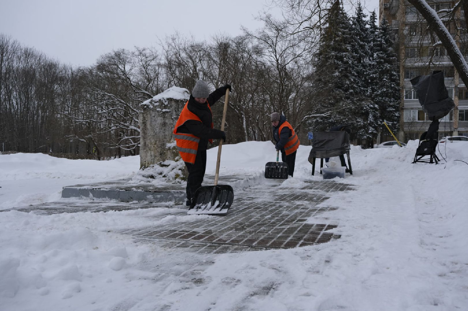 пущино, благоустройство, уборка снега, снегопад, снег, жкх,