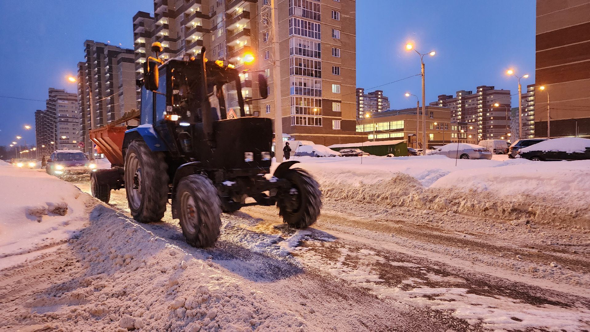 уборка дорог, снегопад, коммунальные служба, уборка снега, Лосино-Петровский,