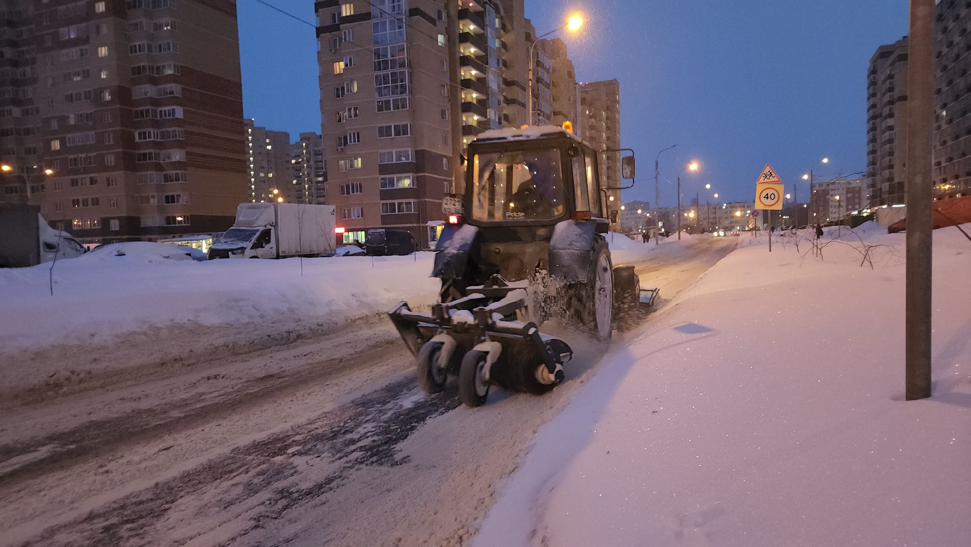 уборка дорог, снегопад, коммунальные служба, уборка снега, Лосино-Петровский,