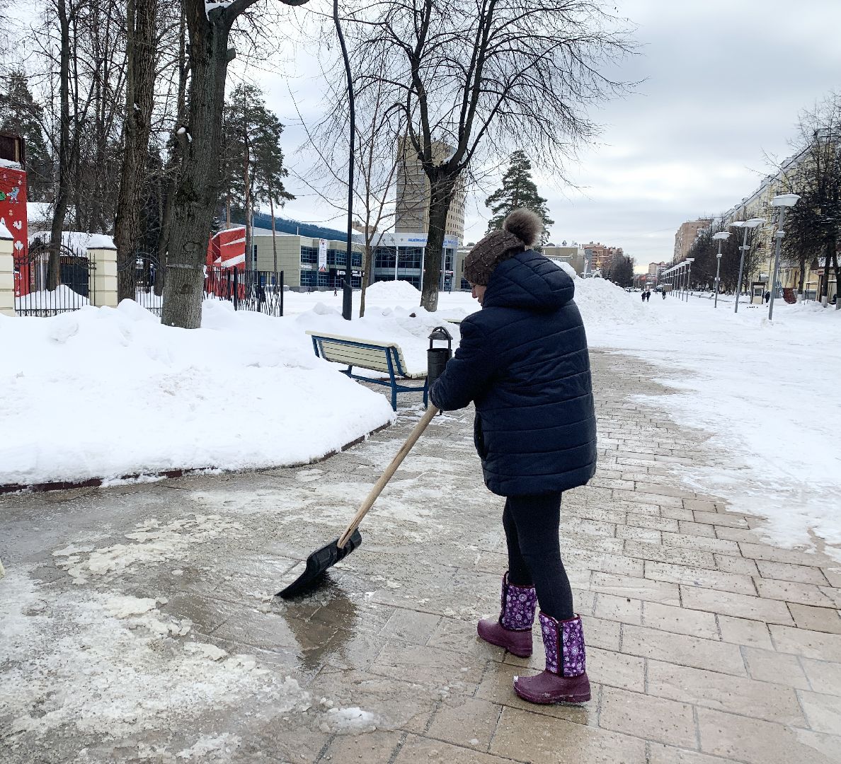 Балашиха, Подмосковье, Уборка дорог от снега и наледи, снегопад, дворники,