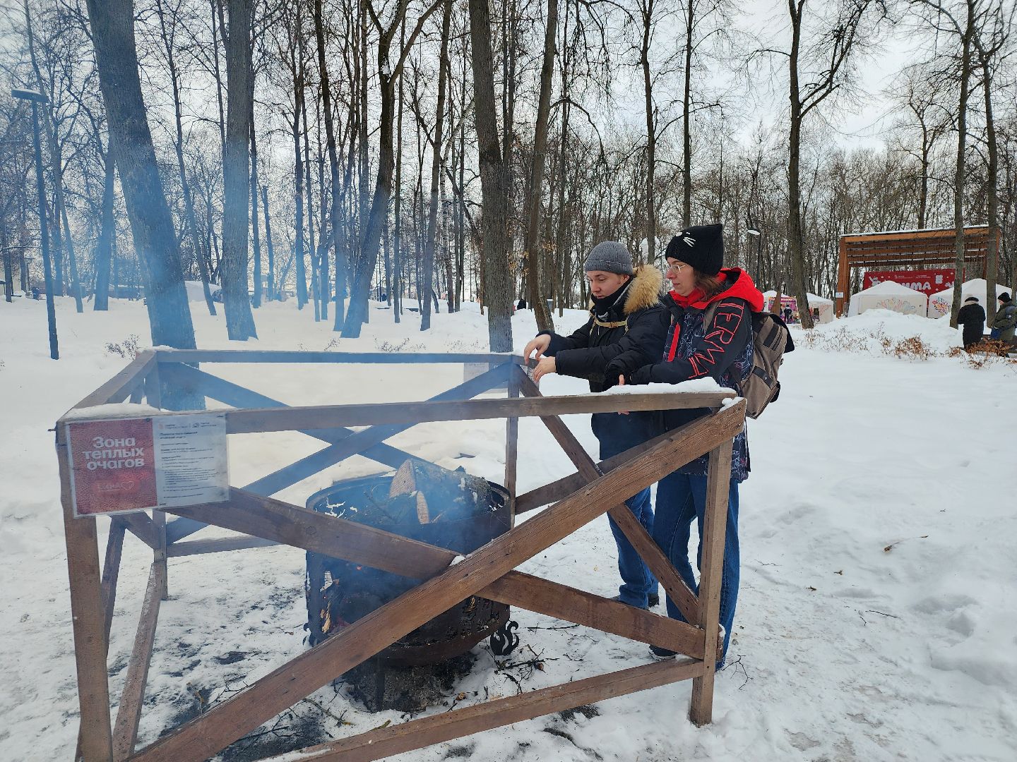 серпухов, подмосковье, очаги в парке, парк имени олега степанова, зима в подмосковье,