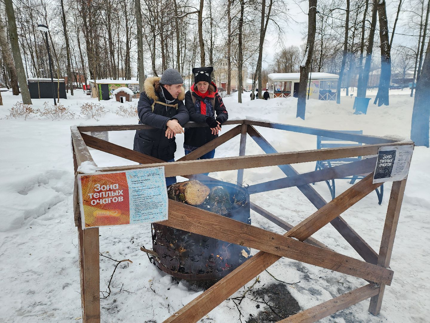 серпухов, подмосковье, очаги в парке, парк имени олега степанова, зима в подмосковье,