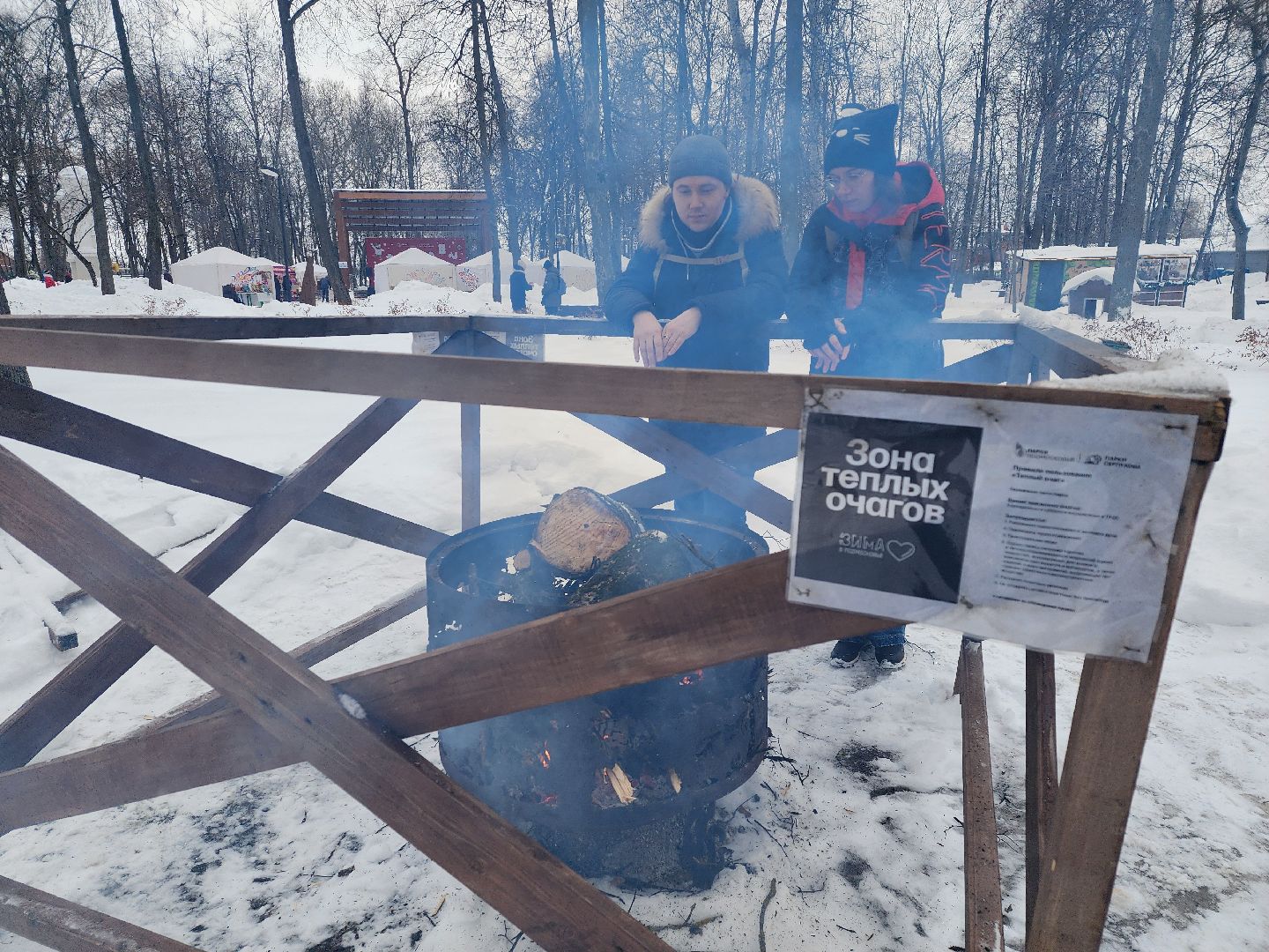серпухов, подмосковье, очаги в парке, парк имени олега степанова, зима в подмосковье,