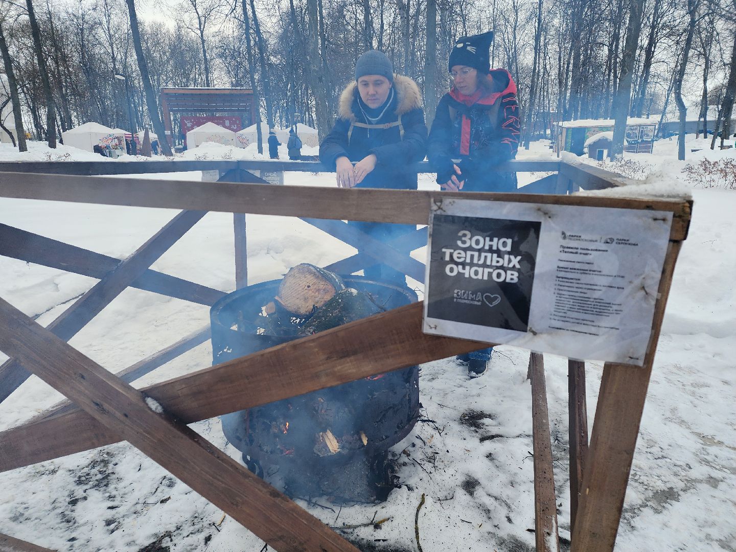 серпухов, подмосковье, очаги в парке, парк имени олега степанова, зима в подмосковье,