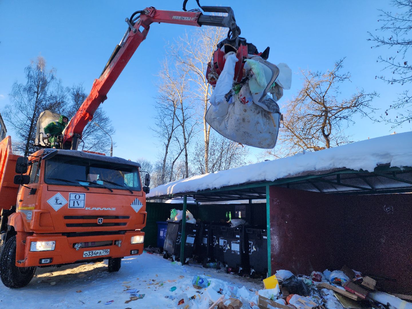 Подольск,Ломовозы, Вывоз мусора, контейнерная площадка,
