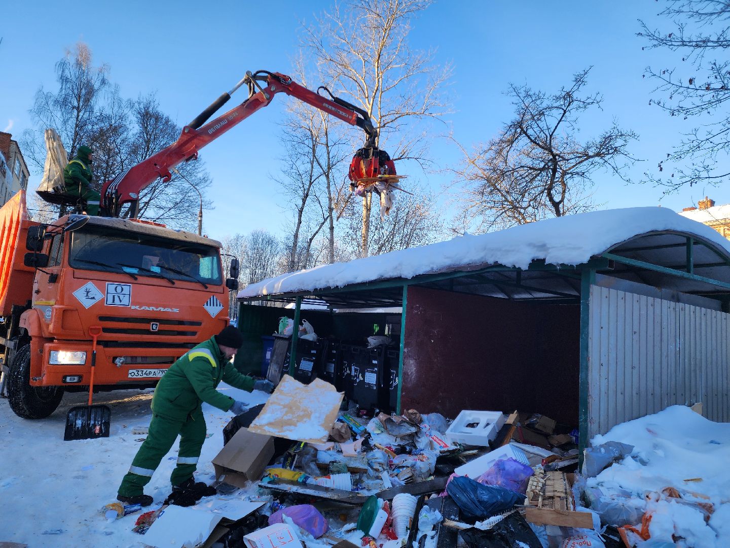 Подольск,Ломовозы, Вывоз мусора, контейнерная площадка,