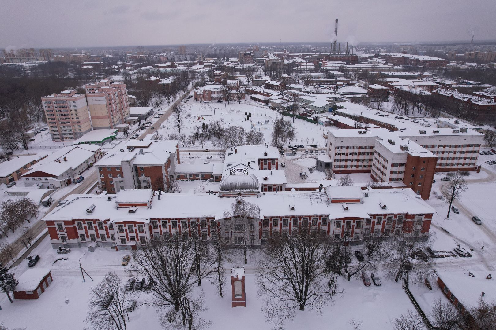 видео с коптера, больница,