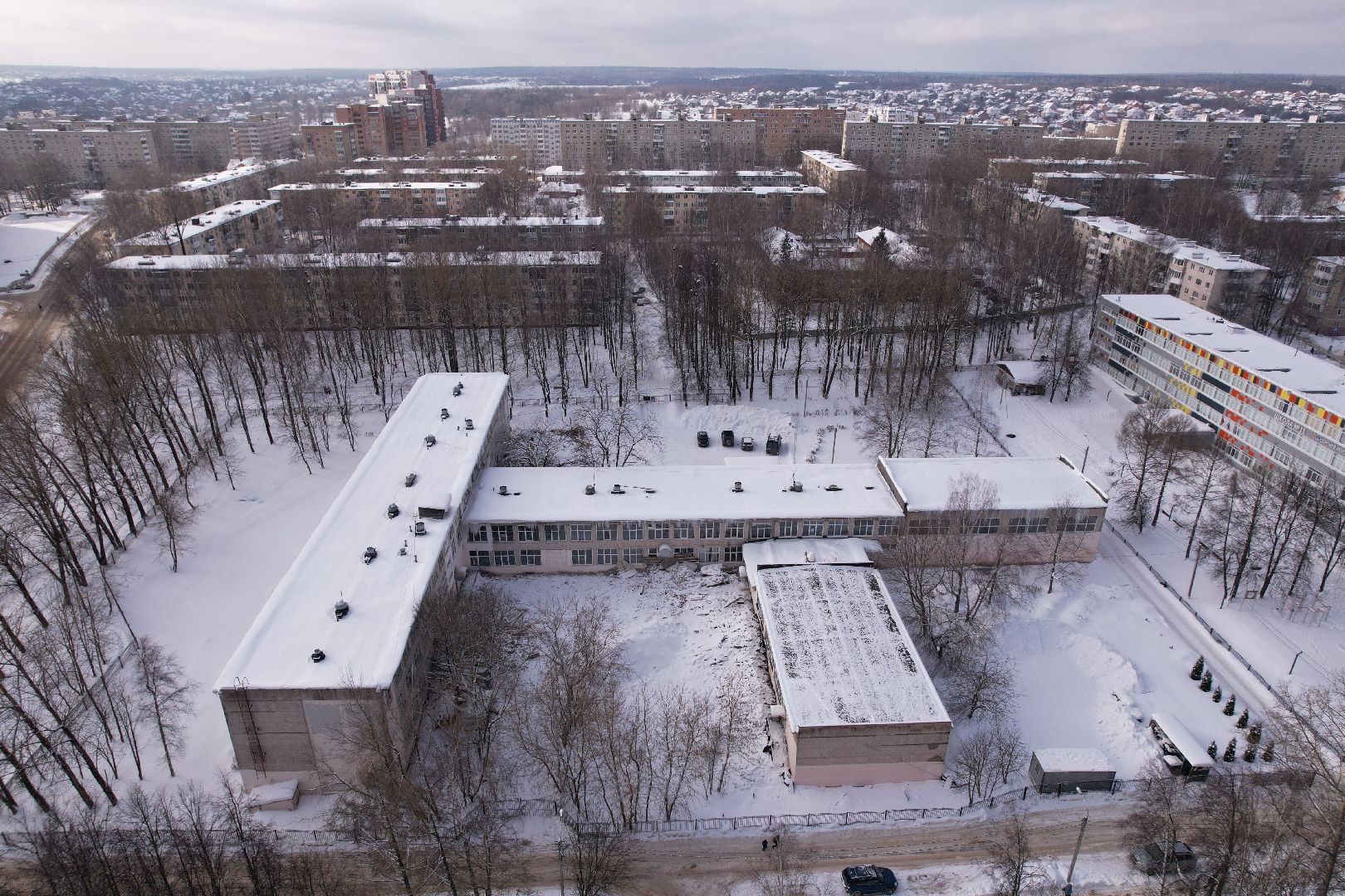 видео с коптера, школа,