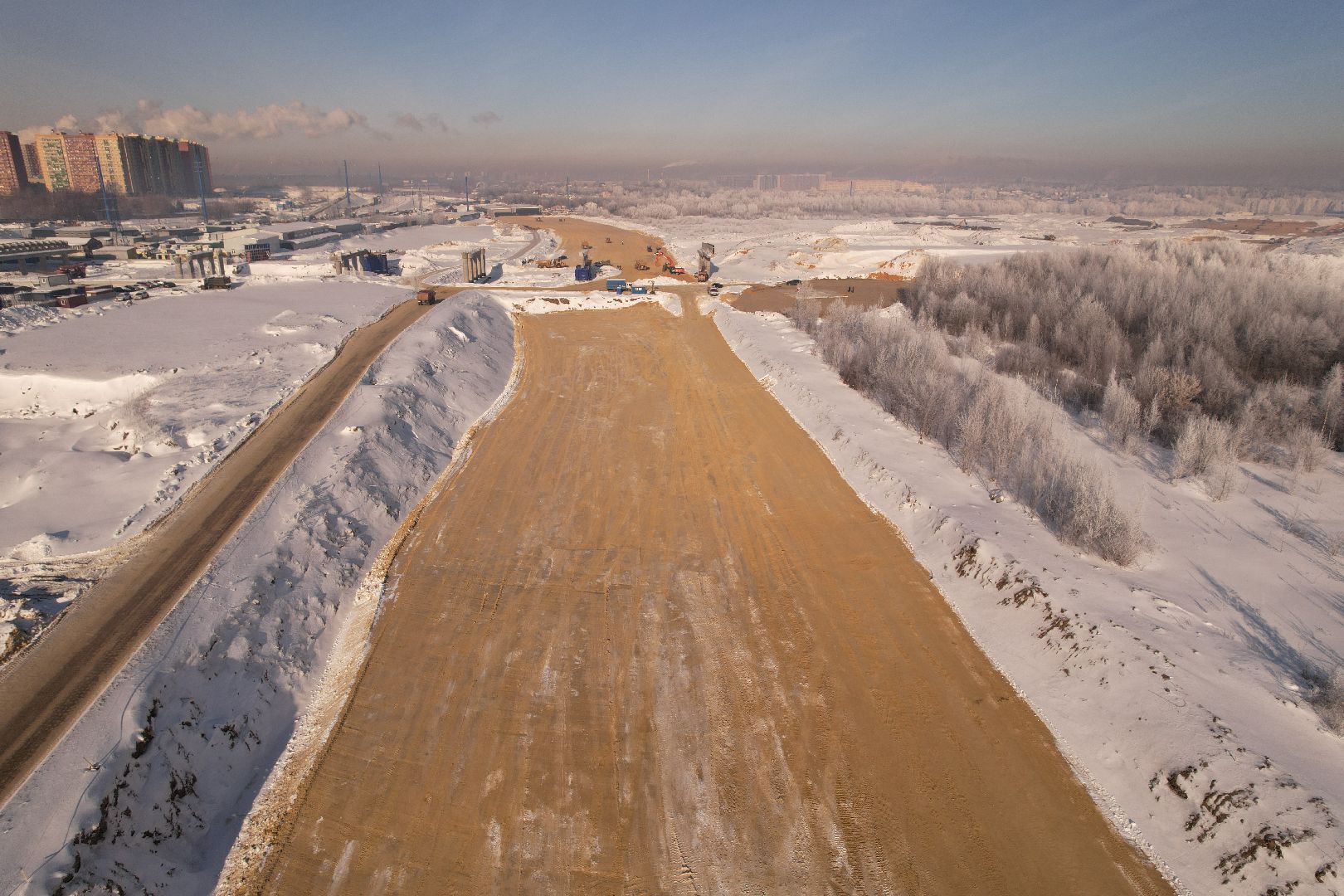 видео с коптера, люберцы, строительство, дороги,
