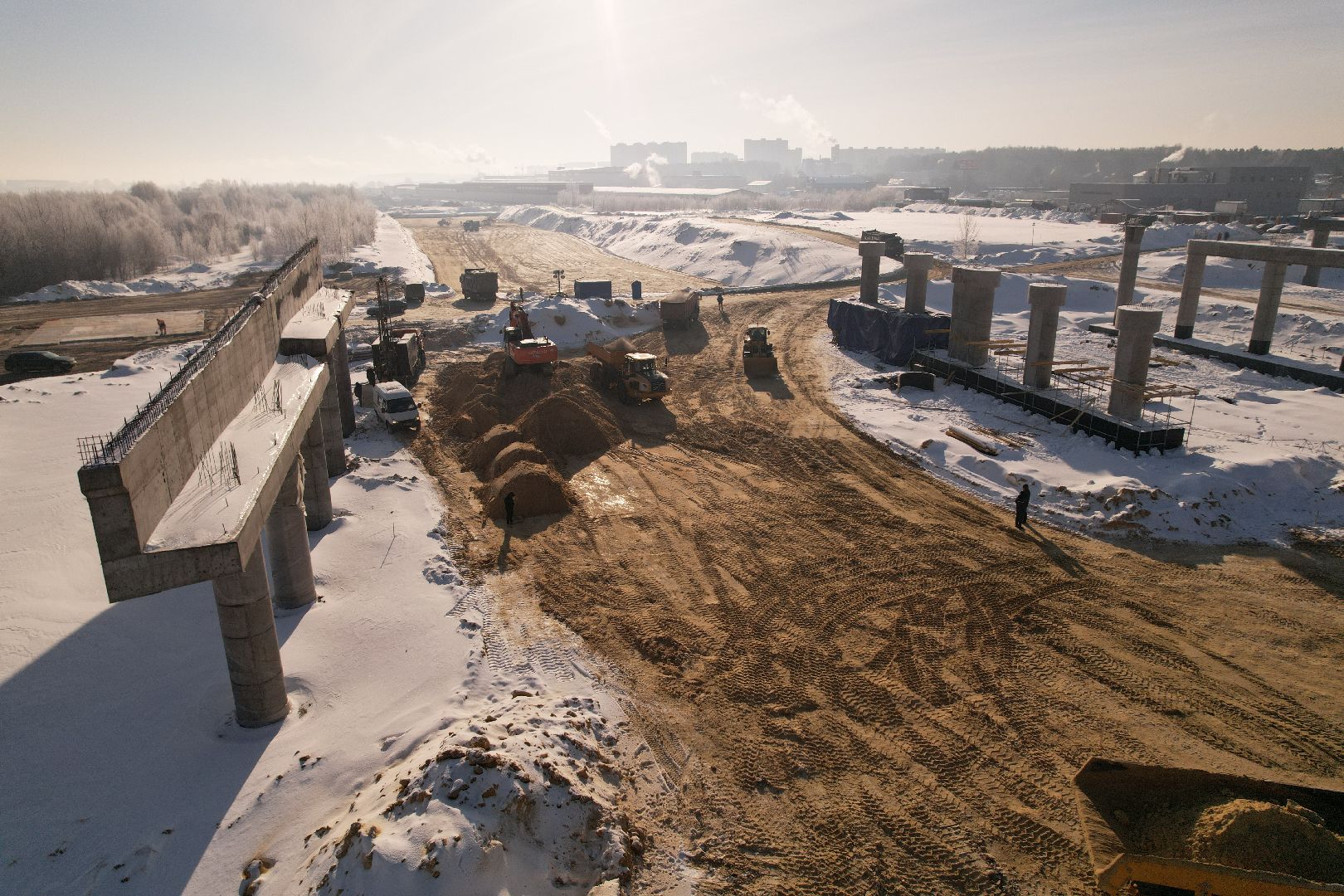 видео с коптера, люберцы, строительство, дороги,